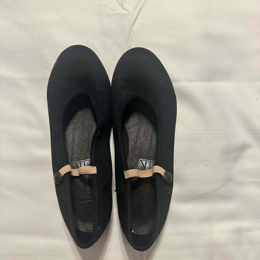 Black Kids Character Heels with Tan Strap